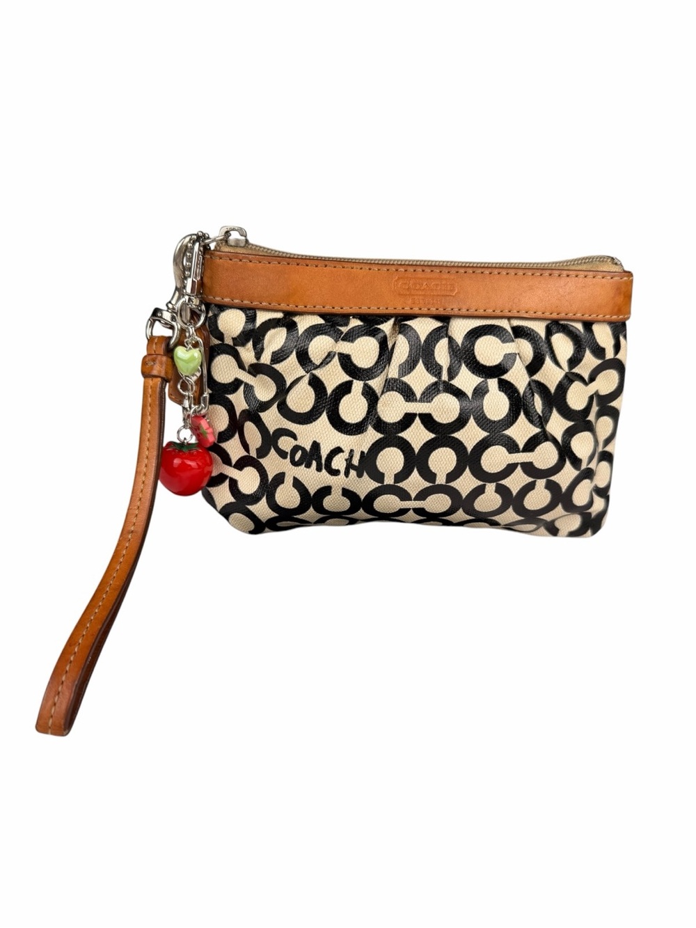 Coach Signature Black & White Mini Monogram Purse Clutch Wallet Wristlet - Picture 3 of 6